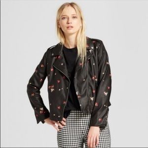 WHO WHAT WEAR floral moto jacket M